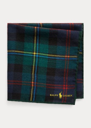 Krawaty Ralph Lauren Tartan Wool Pocket Square Męskie Granatowe Zielone Kolorowe | LRMF4022