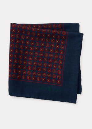 Krawaty Ralph Lauren Wool Challis Pocket Square Męskie Granatowe | MYQB8234