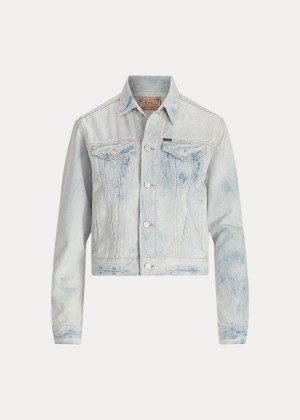 Kurtki Ralph Lauren Bleached Denim Trucker Jacket Damskie Niebieskie Niebieskie | SLLM0641