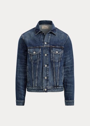 Kurtki Ralph Lauren Faded Denim Trucker Jacket Męskie Niebieskie Niebieskie | SJFM8815