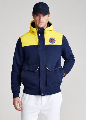 Kurtki Ralph Lauren Fleece Hybrid Jacket Męskie Żółte Granatowe | VFZT5651