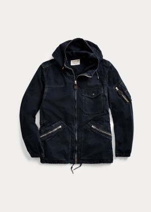 Kurtki Ralph Lauren Indigo Hooded Flight Jacket Męskie Indygo | QDYA3976