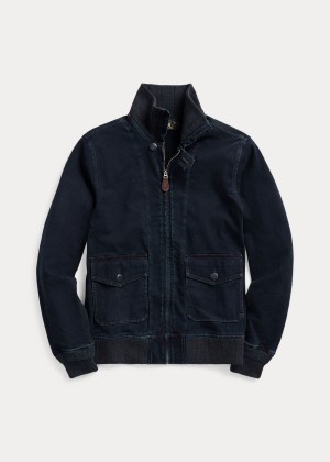 Kurtki Ralph Lauren Indigo Jersey Bomber Jacket Męskie Niebieskie Indygo | TNSV8763