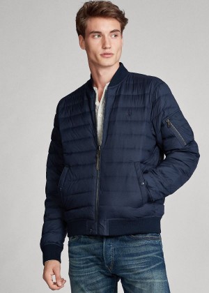 Kurtki Ralph Lauren Packable Bomber Jacket Męskie Granatowe | EHNE0867