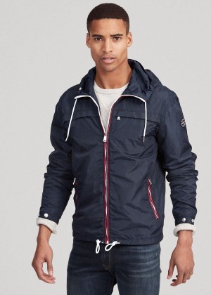 Kurtki Ralph Lauren Packable Hooded Jacket Męskie Granatowe | HEWB0827