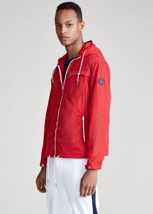 Kurtki Ralph Lauren Packable Hooded Jacket Męskie Czerwone | UQGX3694