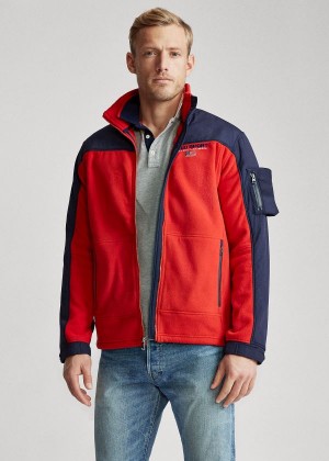 Kurtki Ralph Lauren Polo Sport Hybrid Jacket Męskie Czerwone Granatowe | RUFI9780