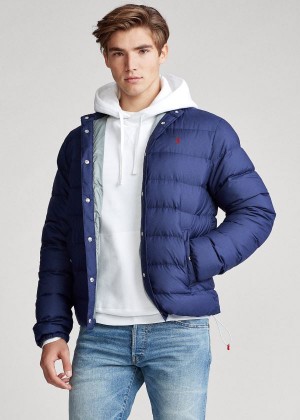 Kurtki Ralph Lauren Quilted Down Jacket Męskie Granatowe | AGQJ3613