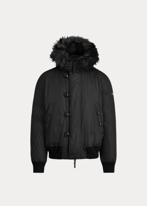 Kurtki Ralph Lauren RLX Faux Fur-Trim Down Jacket Męskie Czarne | IVMI1777