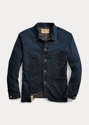 Kurtki Ralph Lauren Selvedge Denim Engineer Jacket Męskie Niebieskie Niebieskie | WWJS6956