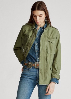 Kurtki Ralph Lauren Signature Military Jacket Damskie Oliwkowe | HMBH1686