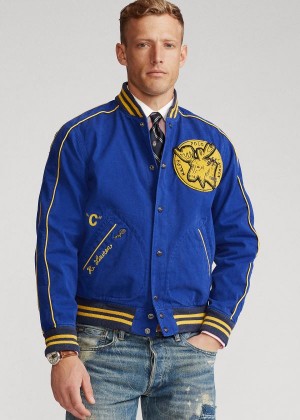 Kurtki Ralph Lauren Sportsman Baseball Jacket Męskie Królewski Niebieski Niebieskie | PWRA7095