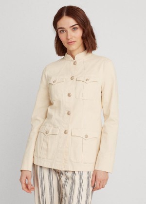 Kurtki Ralph Lauren Stretch-Cotton Canvas Jacket Damskie Beżowe | MMTR0929