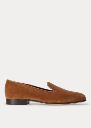 Loafersy Ralph Lauren Alonzo Velvet Slipper Męskie Ciemny Brązowe | TPXB2983