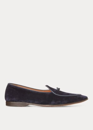 Loafersy Ralph Lauren Belvin Velvet Slipper Męskie Granatowe | NURH6898