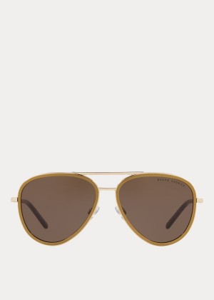 Okulary Przeciwsłoneczne Ralph Lauren Automotive Pilot Sunglasses Męskie Złote | COWC8536