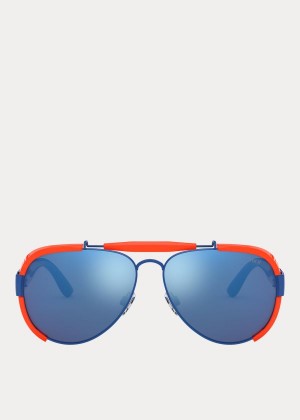 Okulary Przeciwsłoneczne Ralph Lauren Fluorescent Pilot Sunglasses Męskie Niebieskie | BEMF5944