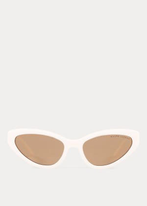 Okulary Przeciwsłoneczne Ralph Lauren Modern Cat-Eye Sunglasses Damskie Kremowe Białe | GIQL0768