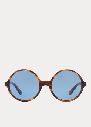 Okulary Przeciwsłoneczne Ralph Lauren Oversize Round Sunglasses Damskie Niebieskie Panterka | IIJC3398