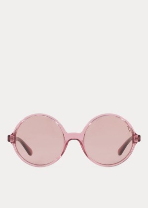 Okulary Przeciwsłoneczne Ralph Lauren Oversize Round Sunglasses Damskie Ciemny Różowe | WLLI5631