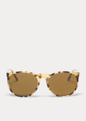 Okulary Przeciwsłoneczne Ralph Lauren Round Sunglasses Męskie Żółte Panterka | CBKU0188