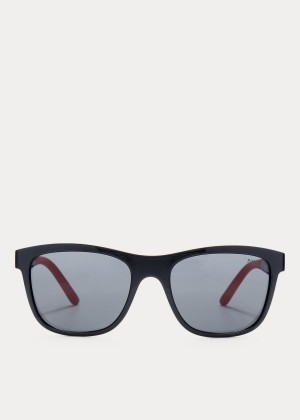 Okulary Przeciwsłoneczne Ralph Lauren Rubberized Square Sunglasses Męskie Czarne | GQWX6920