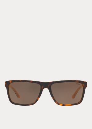 Okulary Przeciwsłoneczne Ralph Lauren Striped Rectangular Sunglasses Męskie Żółte | LJRA8849