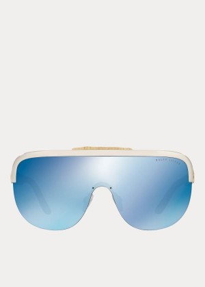 Okulary Przeciwsłoneczne Ralph Lauren Woven Shield Sunglasses Damskie Srebrne | TBVT4559