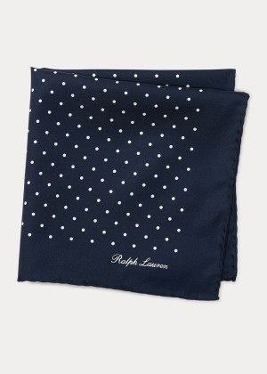 Others Ralph Lauren Polka-Dot Silk Pocket Square Męskie Granatowe | JZBL3608