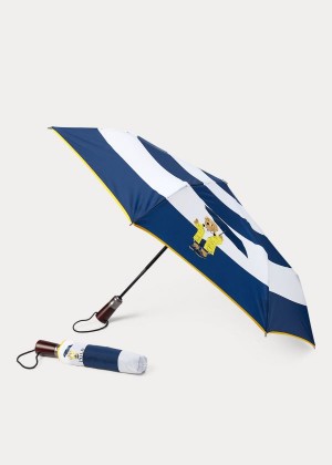 Others Ralph Lauren Polo Bear Collapsible Umbrella Męskie Białe Granatowe | OAHY8277