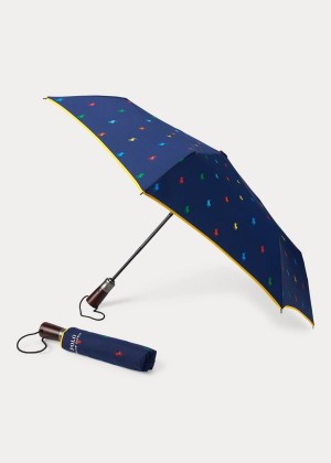 Others Ralph Lauren Polo Pony Collapsible Umbrella Męskie Granatowe | CZDJ8853