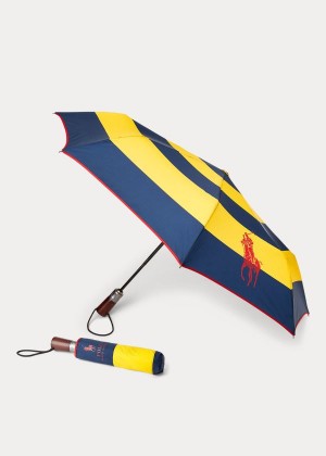 Others Ralph Lauren Rugby Collapsible Umbrella Męskie Granatowe Żółte | CPCT7430