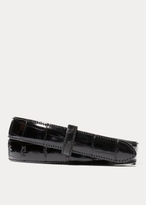 Paski Ralph Lauren Alligator Belt Strap Męskie Czarne | OUDA2153