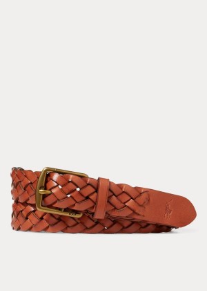 Paski Ralph Lauren Braided Leather Belt Męskie Brązowe | LKMB2538