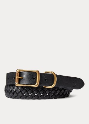 Paski Ralph Lauren Braided Leather Belt Męskie Czarne | ADWH2337