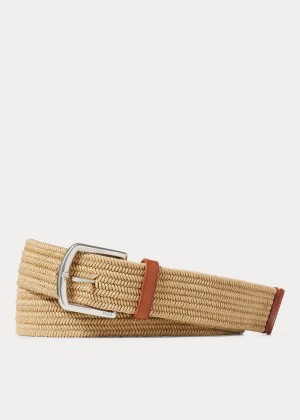 Paski Ralph Lauren Braided Stretch Cotton Belt Męskie Brązowe | IUHZ7259