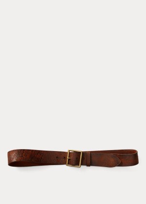 Paski Ralph Lauren Distressed Leather Belt Męskie Brązowe | AKEP1329