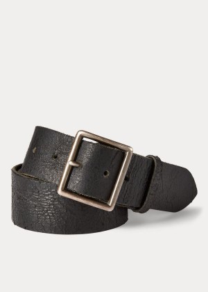 Paski Ralph Lauren Distressed Leather Belt Męskie Czarne | GVMC0554