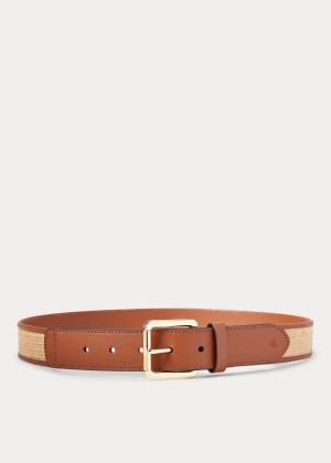 Paski Ralph Lauren Faux-Raffia Belt Damskie Brązowe | NZIZ7071