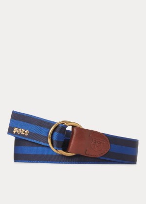 Paski Ralph Lauren Grosgrain O-Ring Belt Męskie Granatowe Królewski Niebieski Niebieskie | LBMV3984