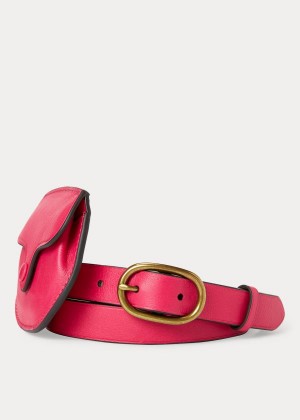 Paski Ralph Lauren Leather Skinny Belt Bag Damskie Różowe | YHEY2182