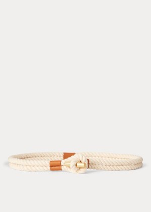 Paski Ralph Lauren Medium Cotton Rope Belt Damskie Kremowe Brązowe | JMYL1615