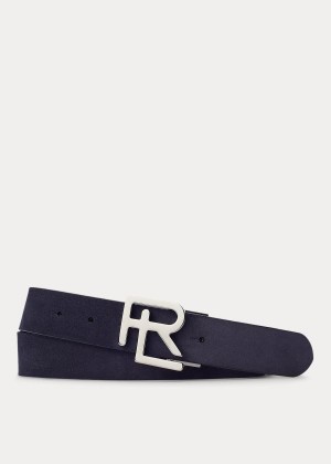 Paski Ralph Lauren RL Suede Belt Męskie Granatowe | RUFU4837