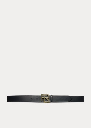 Paski Ralph Lauren RL Vachetta Leather Belt Damskie Czarne | MREW6803