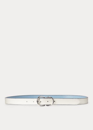 Paski Ralph Lauren Reversible Leather Belt Damskie Niebieskie Białe | RTWY1213