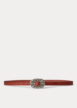 Paski Ralph Lauren Skinny Leather Buckle Belt Damskie Brązowe | FKGH7227