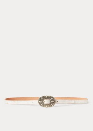 Paski Ralph Lauren Skinny Leather Buckle Belt Damskie Białe | NDXM0482