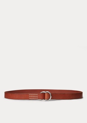 Paski Ralph Lauren Skinny Leather O-Ring Belt Damskie Brązowe | BKJY5361