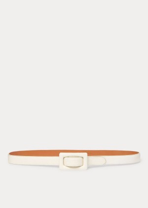 Paski Ralph Lauren Stamped-Calfskin Skinny Belt Damskie Kremowe | ZYCB3780