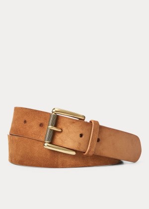 Paski Ralph Lauren Suede Belt Męskie Brązowe | KRJO5866